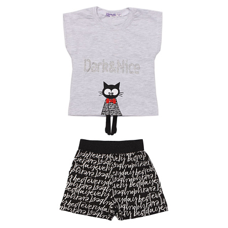 картинка ЧЗ Комплект для девочки (футболка и шорты) 2-6 лет 95% хлопок, 5% эластан BONITO KIDS/OP1454(ЧЗ)/уп.5шт./меш.350шт. от магазина