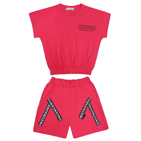 картинка БГ_ЧЗ Комплект для девочки (футболка и шорты) 5-8 лет 92% хлопок, 8% лайкра BONITO KIDS/BK1578P(ЧЗ)/уп.4шт./меш.300шт. от магазина