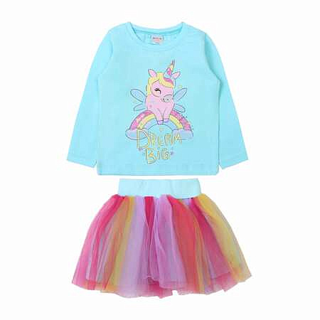 картинка ЧЗ Комплект для девочки (кофта и юбка) 2-5 лет 95% хлопок, 5% эластан BONITO KIDS/OP1714(ЧЗ)/уп.4шт./меш. 240шт. BONITOKIDS