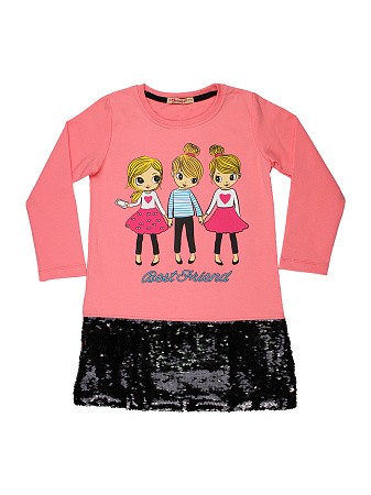 картинка ЧЗ Платье для девочки 5-8 лет 92% хлопок, 8% лайкра BONITO KIDS/BK1269P(ЧЗ)/уп.4шт./меш.280шт. от магазина