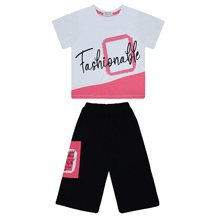 картинка БГ_ЧЗ Комплект для девочки (футболка и кюлоты) 8-12 лет 92% хлопок, 8% лайкра BONITO KIDS/BK1581KP(ЧЗ)/уп.5шт./меш.210шт. от магазина