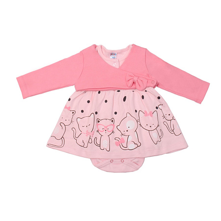 картинка ЧЗ Комплект для девочки (кофта, платье) 68-86 рост 100% х/б BONITO KIDS/OP1349(ЧЗ)/уп.4шт./меш.240шт. от магазина