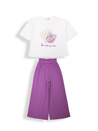 картинка ЧЗ Комплект для девочки (футболка и брюки) 8-12 лет 95% хлопок, 5% лайкра BONITO KIDS/OP1945(ЧЗ)/уп.5 шт./меш.150 шт. от магазина