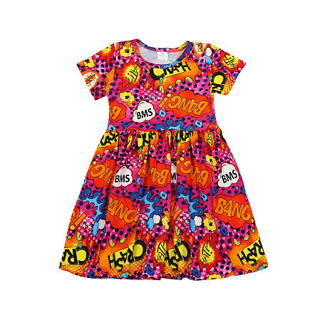 картинка БГ_ЧЗ Платье для девочки 3-7 лет 100% п/э BONITO KIDS/BK1804P(ЧЗ)/уп.5шт./меш.360шт. от магазина