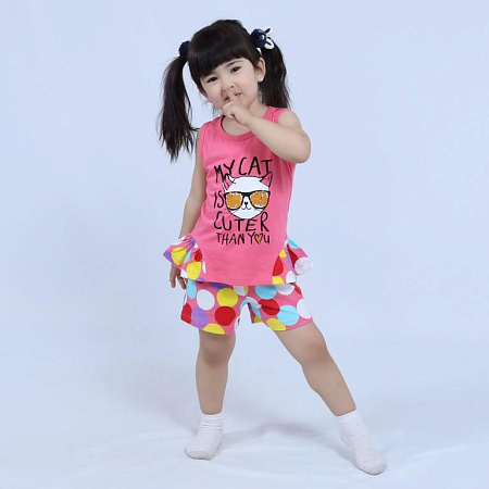 картинка БГ Комплект для девочки (майка и шорты) 3-7 лет 100% хлопок BONITO KIDS/BK1577P/уп.5шт./меш.350шт. BONITOKIDS