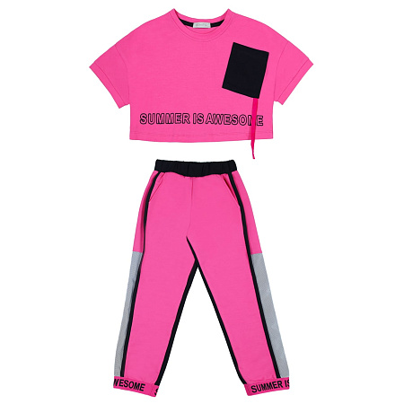 картинка ЧЗ Комплект для девочки (футболка и бриджи) 8-12 лет 92% хлопок, 8% лайкра BONITO KIDS/BK1588KP(ЧЗ)/уп.5шт./меш. 150шт. от магазина