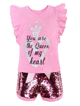 картинка ЧЗ Комплект для девочки (футболка и шорты) 2-5 лет 100% хлопок BONITO KIDS/BK1187KP(ЧЗ)/уп.4шт./меш.400шт. от магазина