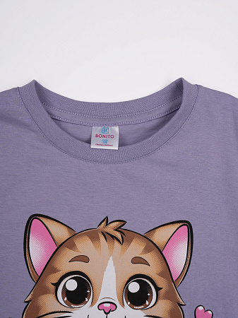 картинка КГ Футболка для девочки 5-8 лет 100% хлопок BONITO KIDS/BK0022D/уп.4шт./меш.700шт. BONITOKIDS