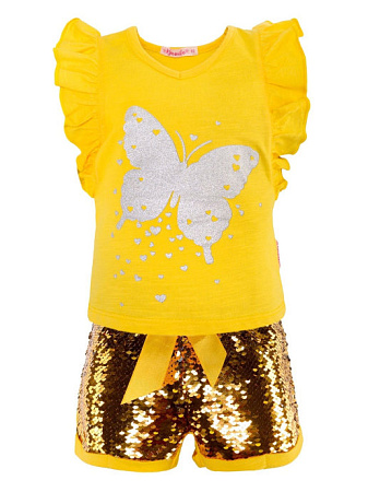 картинка ЧЗ Комплект для девочки (футболка и шорты) 2-5 лет 100% хлопок BONITO KIDS/BK1187KP(ЧЗ)/уп.4шт./меш.400шт. от магазина