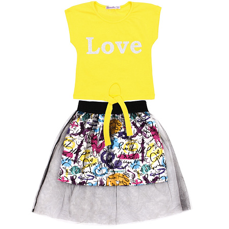 картинка БГ Комплект для девочки (футболка и юбка) 2-6 лет 95% хлопок, 5% эластан BONITO KIDS/OP1395/уп.5шт./меш.275шт. от магазина