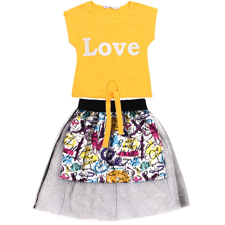 картинка КГ_БГ Комплект для девочки (футболка и юбка) 2-6 лет 95% хлопок, 5% эластан BONITO KIDS/OP1395/уп.5шт./меш.275шт. от магазина