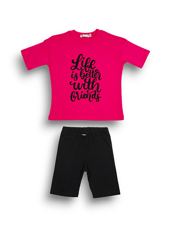 картинка ЧЗ Комплект для девочки (футболка и велосипедки) 5-8 лет 95% хлопок, 5% эластан BONITO KIDS/OP1963/уп.4шт./меш.400шт. от магазина