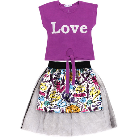 картинка БГ Комплект для девочки (футболка и юбка) 2-6 лет 95% хлопок, 5% эластан BONITO KIDS/OP1395/уп.5шт./меш.275шт. от магазина