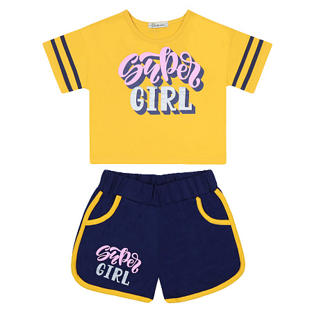 картинка БГ_ЧЗ Комплект для девочки (футболка и шорты) 5-8 лет 100% хлопок BONITO KIDS/BK5042KP(ЧЗ)/уп.4шт./меш.400шт. от магазина