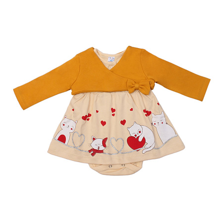 картинка ЧЗ Комплект для девочки (кофта, платье) 68-86 рост 100% х/б BONITO KIDS/OP1349(ЧЗ)/уп.4шт./меш.240шт. от магазина