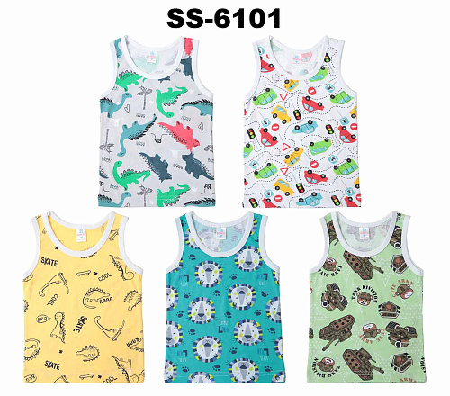 БГ_ЧЗ Майка для мальчика 2-6 лет 100% хлопок BONITO KIDS/SS6101(09-24)/уп.10шт./меш.1800шт. от магазина