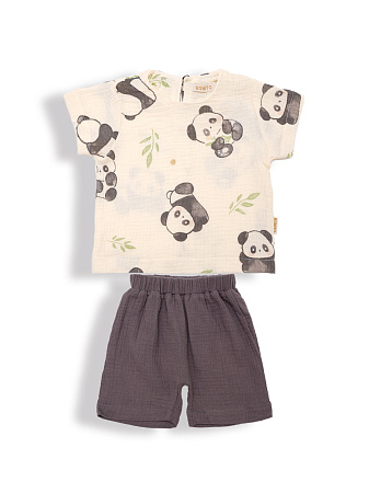 картинка ЧЗ Комплект для мальчика (футболка и шорты) 68-86 см 100% хлопок BONITO KIDS/OP1943M(ЧЗ)/уп.4шт./меш.256шт. от магазина