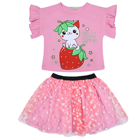 картинка КГ_БГ Комплект для девочки (футболка и юбка) 3-7 лет 92% хлопок, 8 % лайкра BONITO KIDS/BK5203KP/уп.5шт./меш. 300шт. от магазина