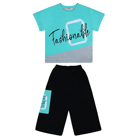 картинка БГ_ЧЗ Комплект для девочки (футболка и кюлоты) 8-12 лет 92% хлопок, 8% лайкра BONITO KIDS/BK1581KP(ЧЗ)/уп.5шт./меш.210шт. от магазина