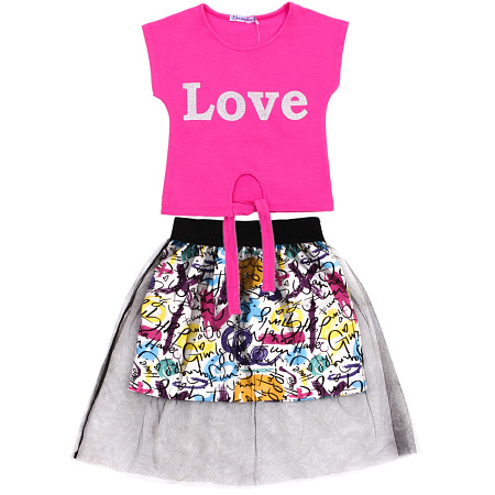 картинка БГ Комплект для девочки (футболка и юбка) 2-6 лет 95% хлопок, 5% эластан BONITO KIDS/OP1395/уп.5шт./меш.275шт. от магазина